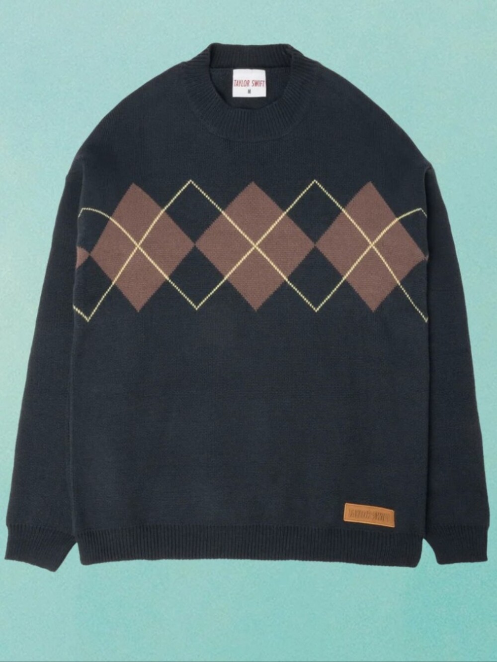 Taylor Swift Navy Argyle Knit Sweater - Medium